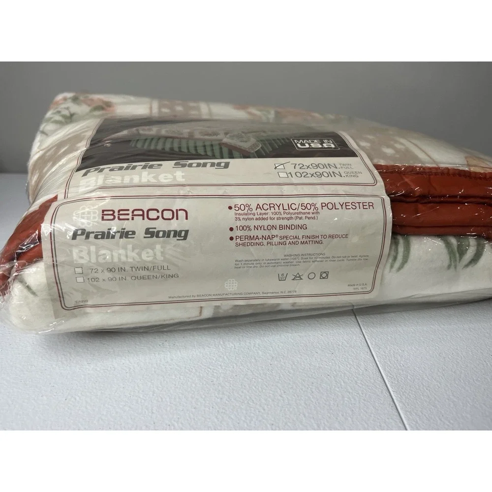 Vtg Beacon Prairie Song Blanket‎ Floral 72